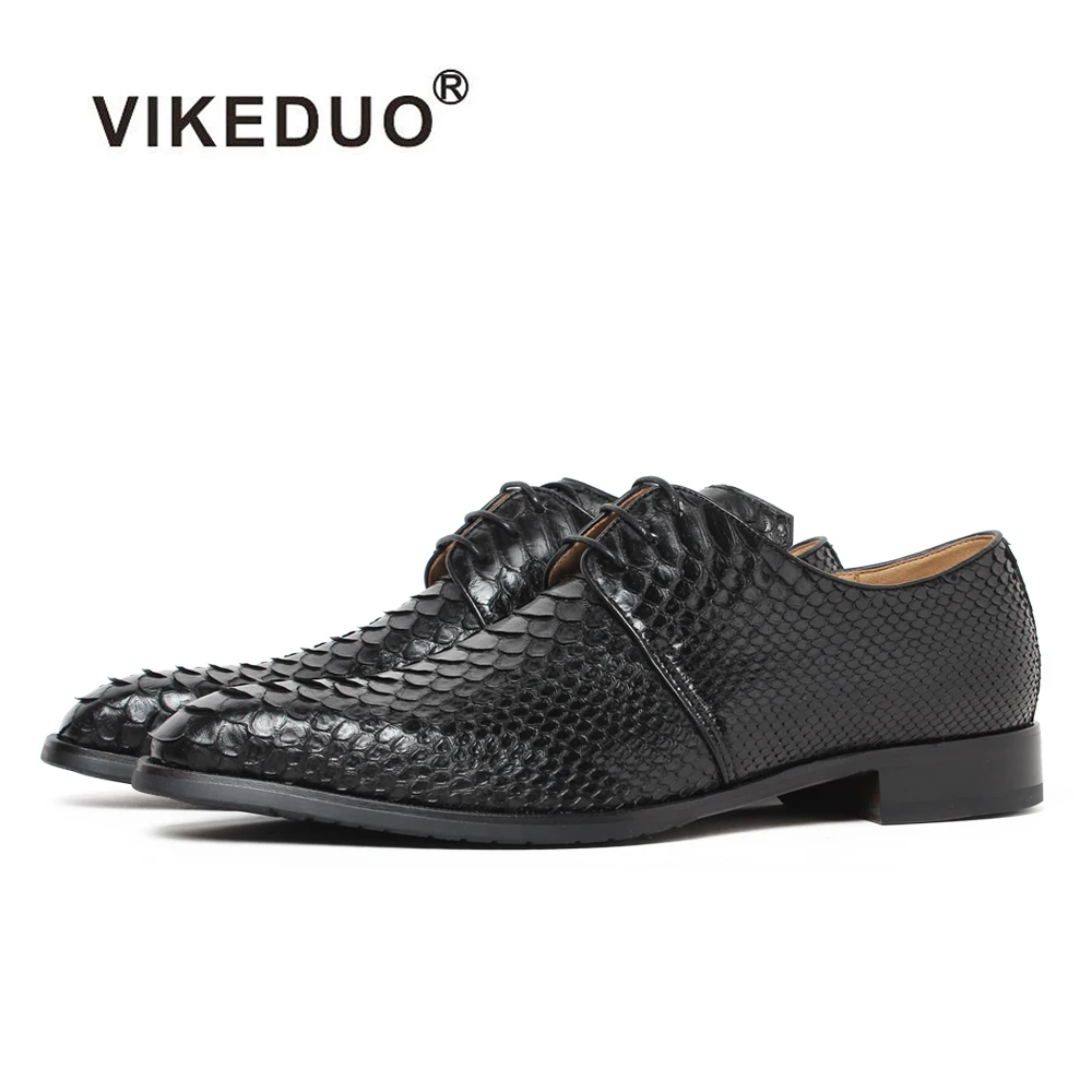 Cuero Zapatos Serpiente Black Para Genuino Retro Original Mano Boda De A Moda Hombre Lujo Hecho Diseño Vintage Piel Vikeduo Derby wZHXfTOnqH
