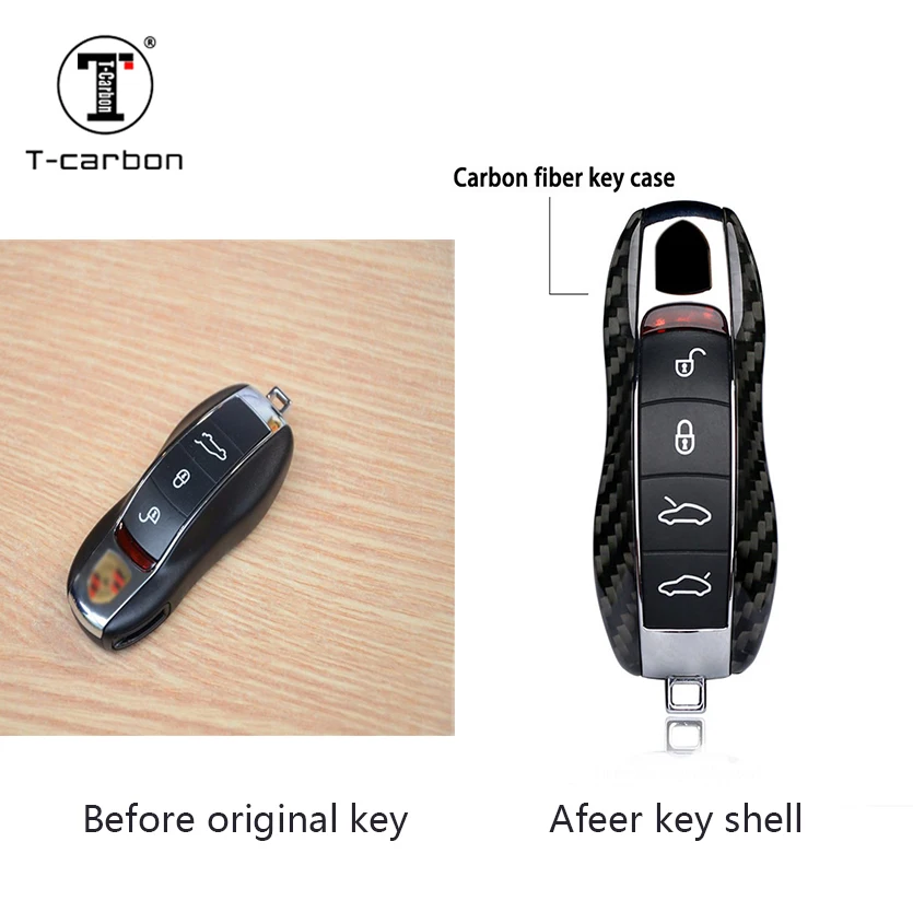 

Car Key Case100% Carbon Fiber Protective Shell Styling Bag Box For Porsche Cayenne Macan Cayman For Porsche