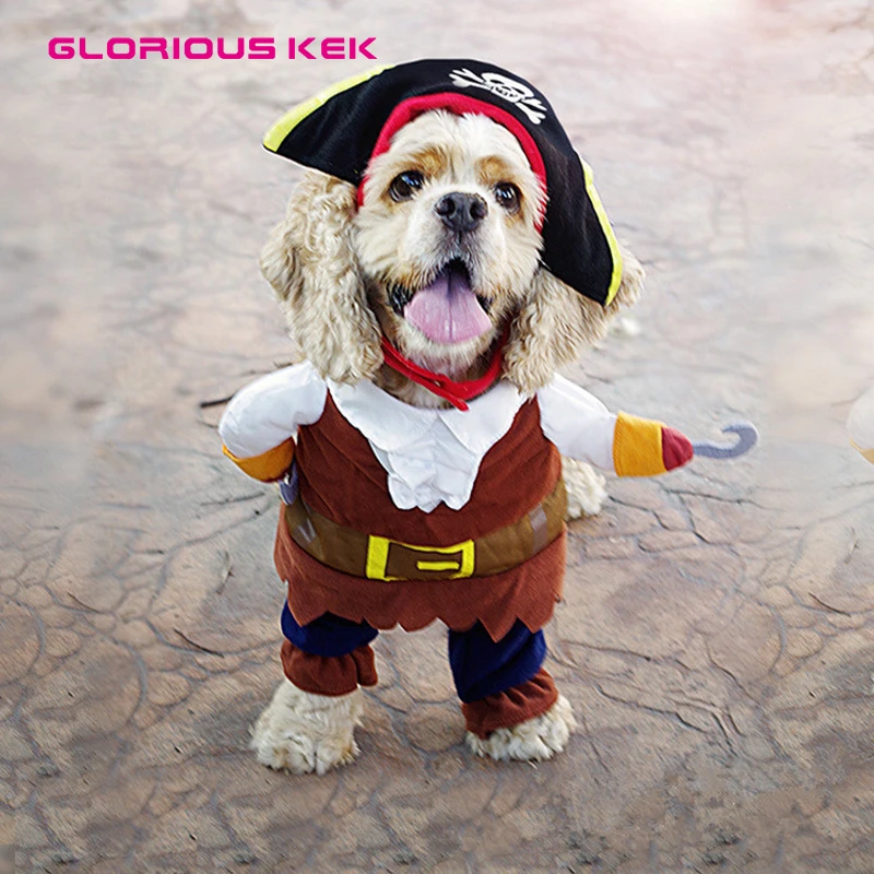 Великолепные Кек новые костюмы для собак Хэллоуин пиратский костюм собаки с черепом шляпа крутая и забавная Одежда для собак Одежда