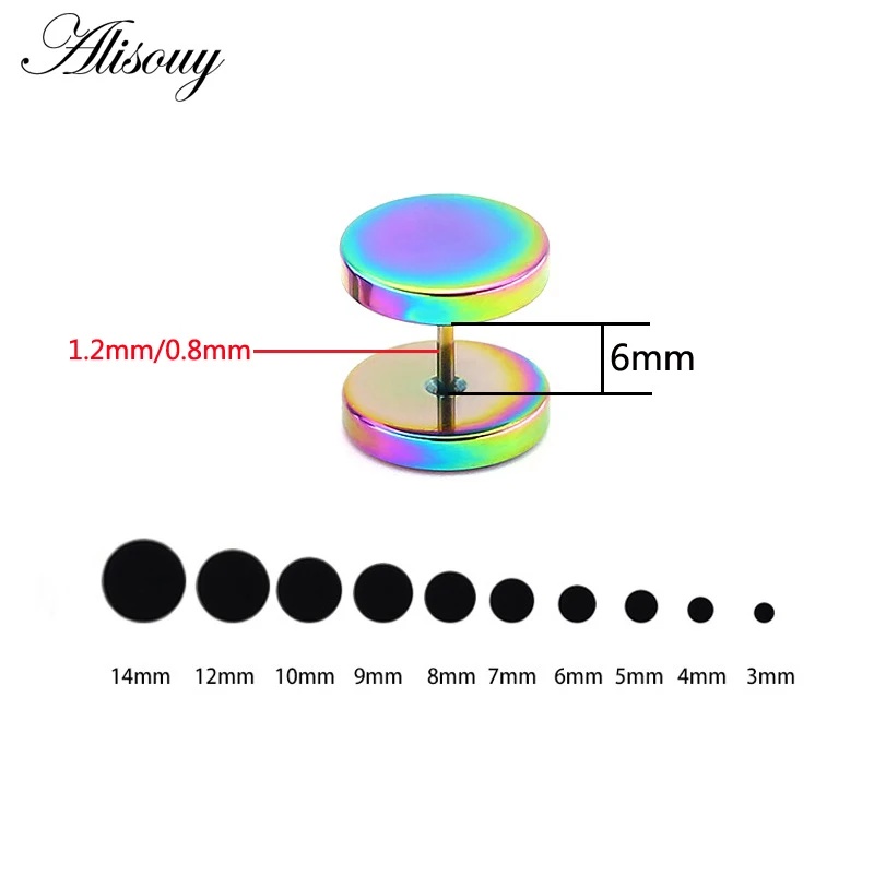 Alisouy 2 шт. модные панк серьги двухсторонние круглые болты гвоздики мужские