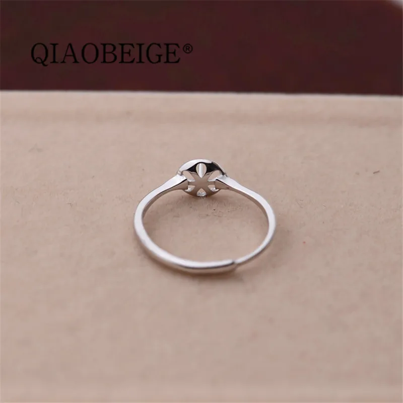 QIAOBEIGE жемчужное кольцо для изготовления рук 925 Стерлинговое Серебро жемчужный с драгоценными камнями кольцо Регулируемый Простой diy аксессуар