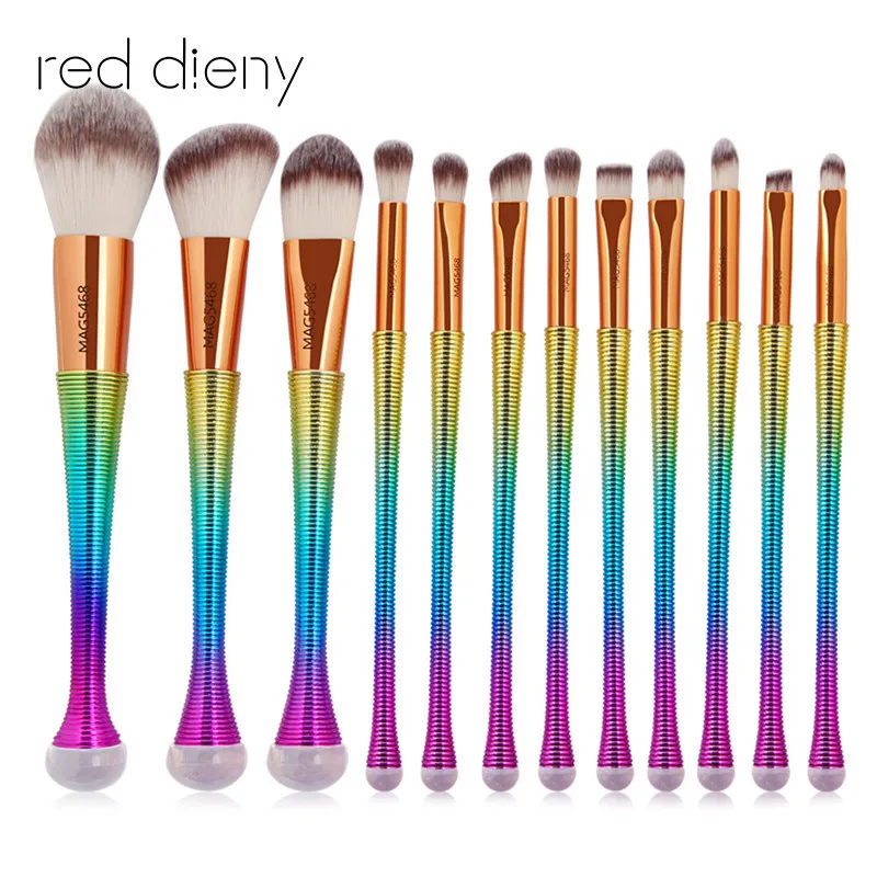 

12pcs spiral Mermaid Makeup Brush Set Eyebrow Eyeliner Blush Blending Contour Foundation Cosmetic Beauty Makeup Brush Tool