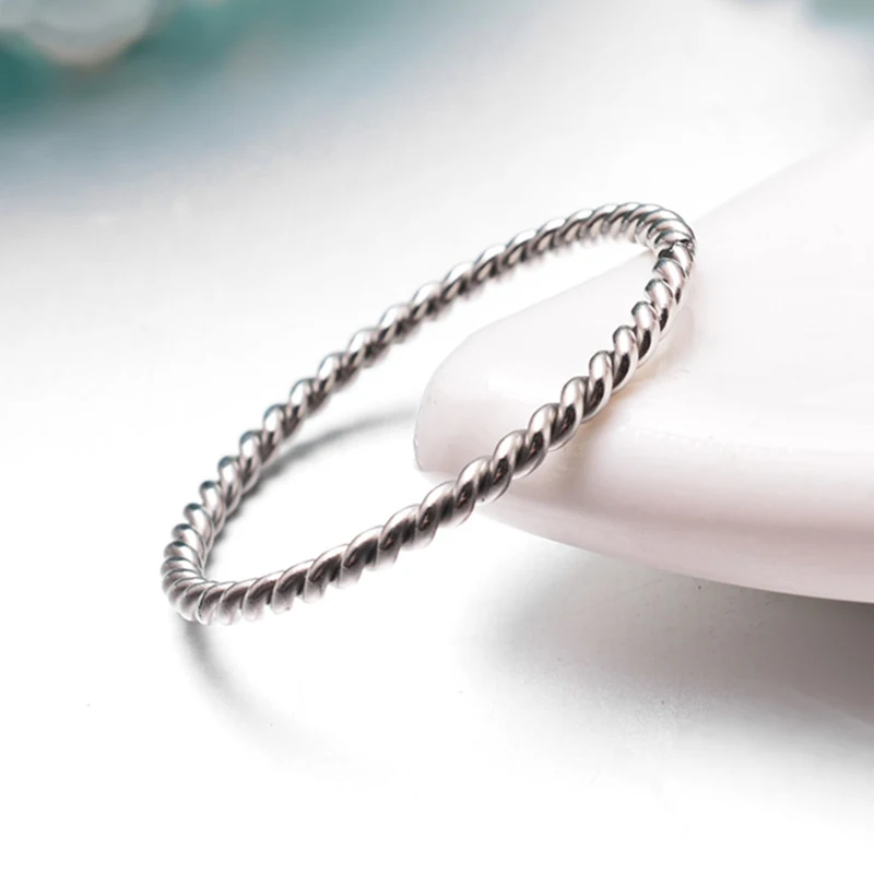 Female Fashion Small Ring Rose Gold Silver Color Twisted Stainless Steel Ring for Women Wedding Party Ring 5