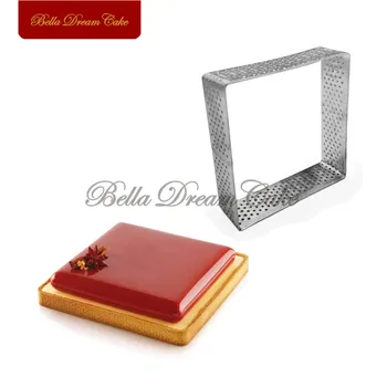 

1PC Square Tart Ring Stainless Steel Perforated Cake Mousse Circle French Dessert Cake Decorating Tool Mousse Mould Bakeware