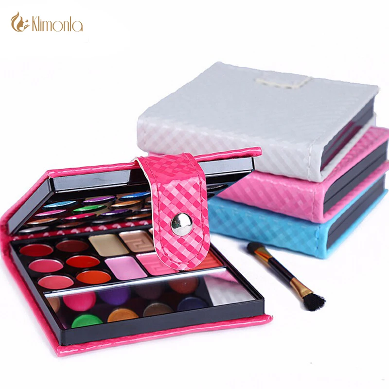 Новый макияж комплект 32 Цвет влажный блеск Eye shadow Blush Блеск для губ бровей Косметика Макияж Палитра Набор де Maquillaje с кистью зеркало - изображение