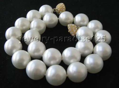 

Free Shipping >>> Beautiful 18" 18mm perfect round white south sea shell pearl necklace