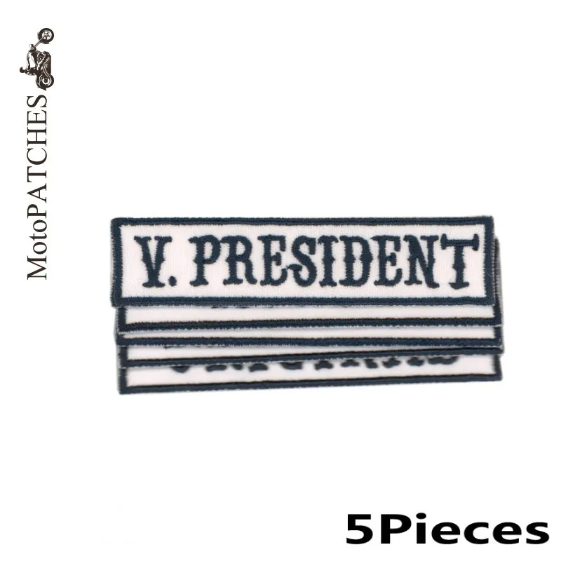 MotoPATCHES синий 5 шт./лот V. PRESIDENT мотоциклетная куртка Байкерский жилет нашивки