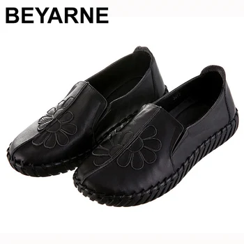 

BEYARNEWoman Cow Leather Flat Loafers Autumn PlatformShoes Breathable Fashion GenuineLeather Leisure Shoes SummerWoman BrandE008