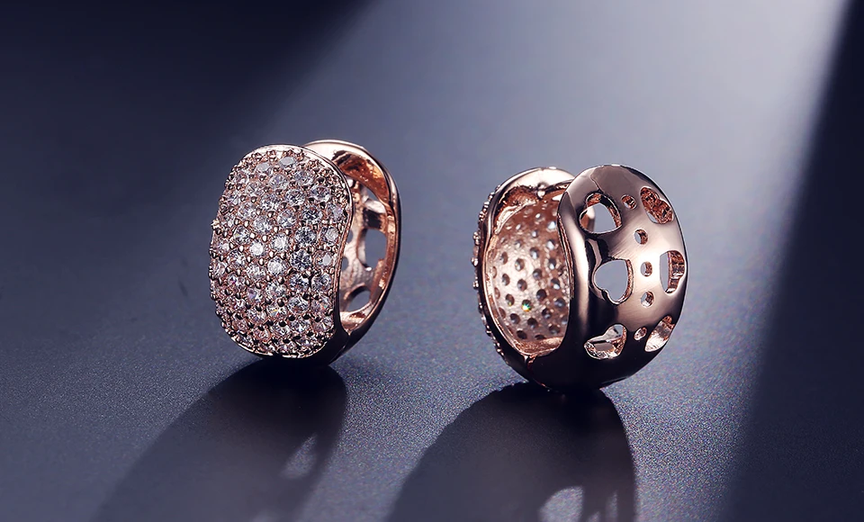 UILZ милые женские серьги-кольца из белого золота с кристаллами и цирконием круглой формы, ювелирные изделия для женщин UE599