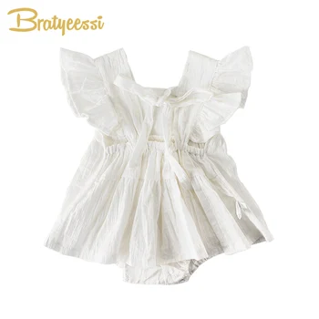 

New Summer Bodysuit for Baby Girl Clothes Princess White Baby Bodysuit Birthday Party Newborn Body Baby Kid Clothes