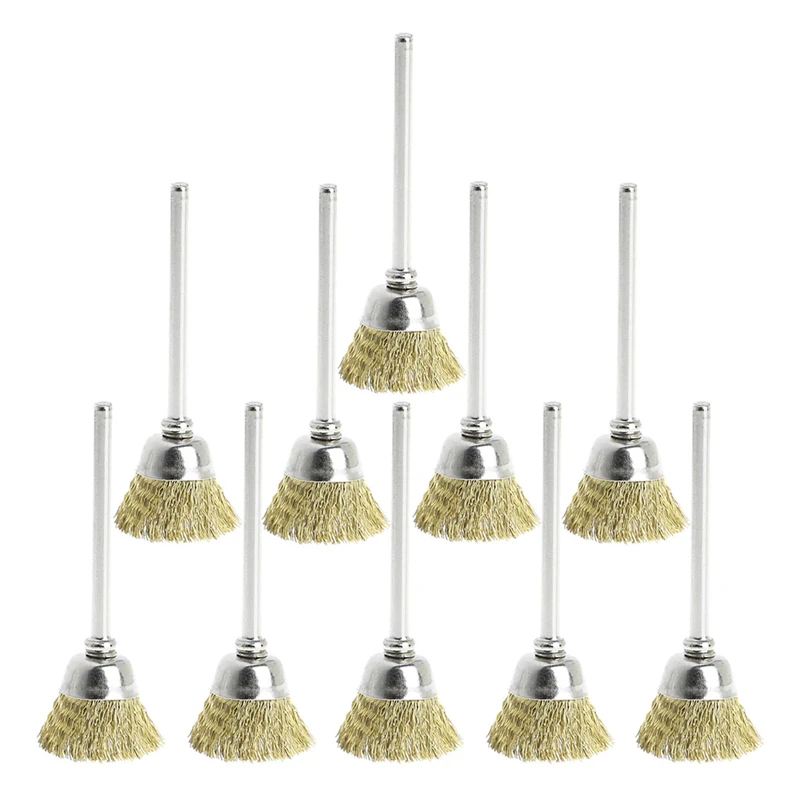 

10pcs 18mm Bronze Wire Wheel Brushes For Grinder Dremel Rotary Accessories Tool For Furniture Processing Metal Surface Cleaning