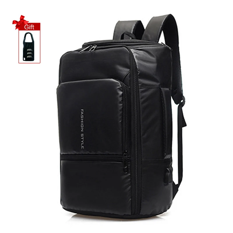 Модный мужской 17 дюймовый рюкзак для ноутбука с защитой от кражи с USB 15,6, мужской бизнес рюкзак для путешествий, рюкзак для колледжа и школы - Цвет: Черный