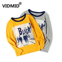 От бренда "VIDMID" для маленьких мальчиков топы с длинными рукавами хлопковая Футболка с принтом для маленьких мальчиков Костюмы футболки для мальчиков от 6 до 14 лет годы детская одежда футболки 4102 25