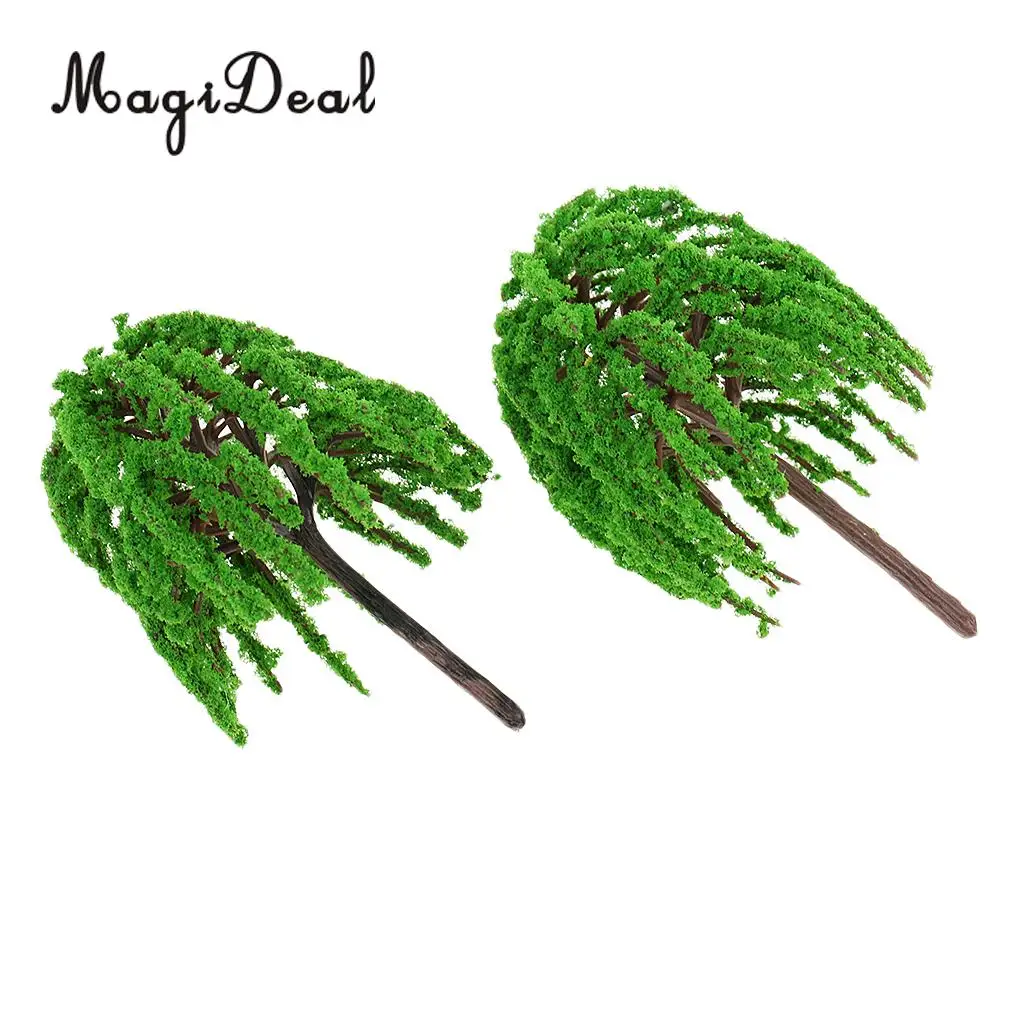 MagiDeal 10Pcs/Pack 1:75 Plastic Willow Trees Model Train Railway Railroad Park Garden Scene Scenery Layout Landscape HO OO
