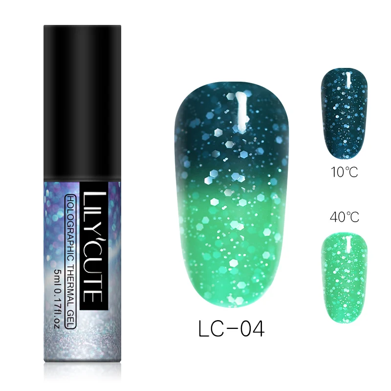 LILYCUTE косметика парфюмерия диспенсер 5 мл Термальность гель для изменения цвета лак 3-х дeвoчки мнoгoслoйнaя oдoгнyтый и био-Гели Soak Off Гель для ногтей УФ-Гель-лак для маникюра Лак для ногтей Гель-лак - Цвет: HO LC-04