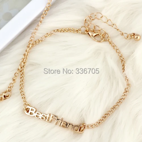 2014 New Arrival Free Shipping 5mm BestFriend Pattern Personable Alloy Bracelet Gold(15pcs)25538# | Украшения и аксессуары