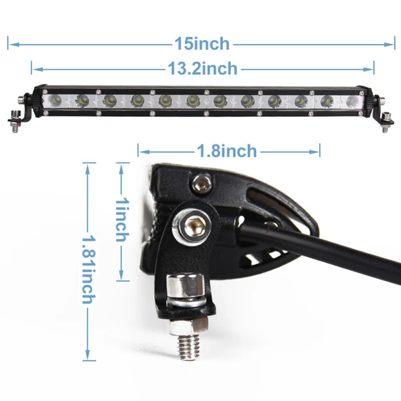 Прямой ультра тонкий светодиодный светильник Однорядный 7 13 20 25 32 38 45 5" дюймовый светодиодный светильник для внедорожника 4X4 ATV внедорожника - Цвет: 13inch Spot White