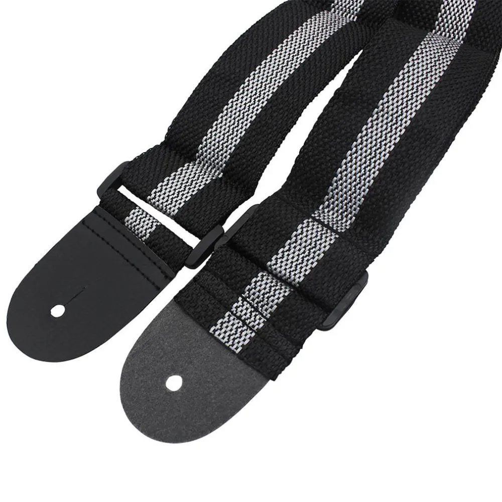 Guitar Strap Adjustable Nylon Belt PU Leather Ends for Acoustic Folk
