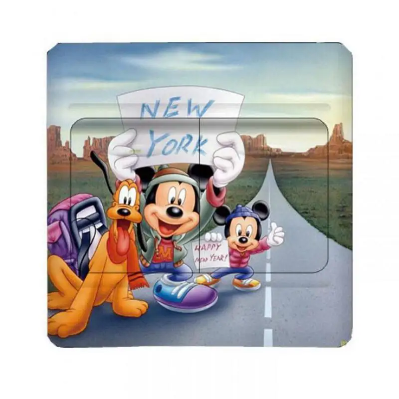 

2 pcs cartoon Mickey Minnie switch wall stickers children bedroom living room wall art kindergarten amusement park DIY poster