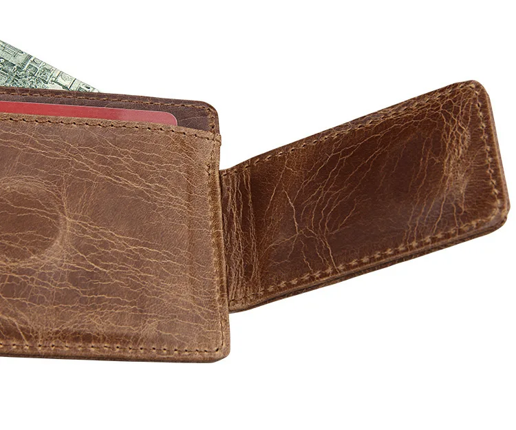 RFID Блокировка для мужчин s из натуральной кожи магнитный зажим для денег бумажники для мужчин денежный зажим тонкая визитница тонкий держатель биллифолд мужской кошелек