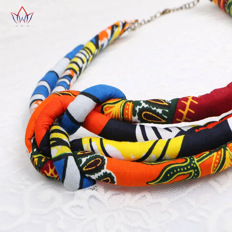 BRW, афроцентричное ожерелье, асимметричное ожерелье, Анкара, комплект из ткани, ожерелье с боковым узлом, браслет и серьги, 3 предмета, WYB203
