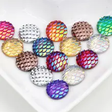 Новая мода 40 шт 12 мм смешанные цвета русалка рыбья чешуя плоская задняя сторона Стразы Круглый Кабошон Украшение, Скрапбукинг DIY ремесла