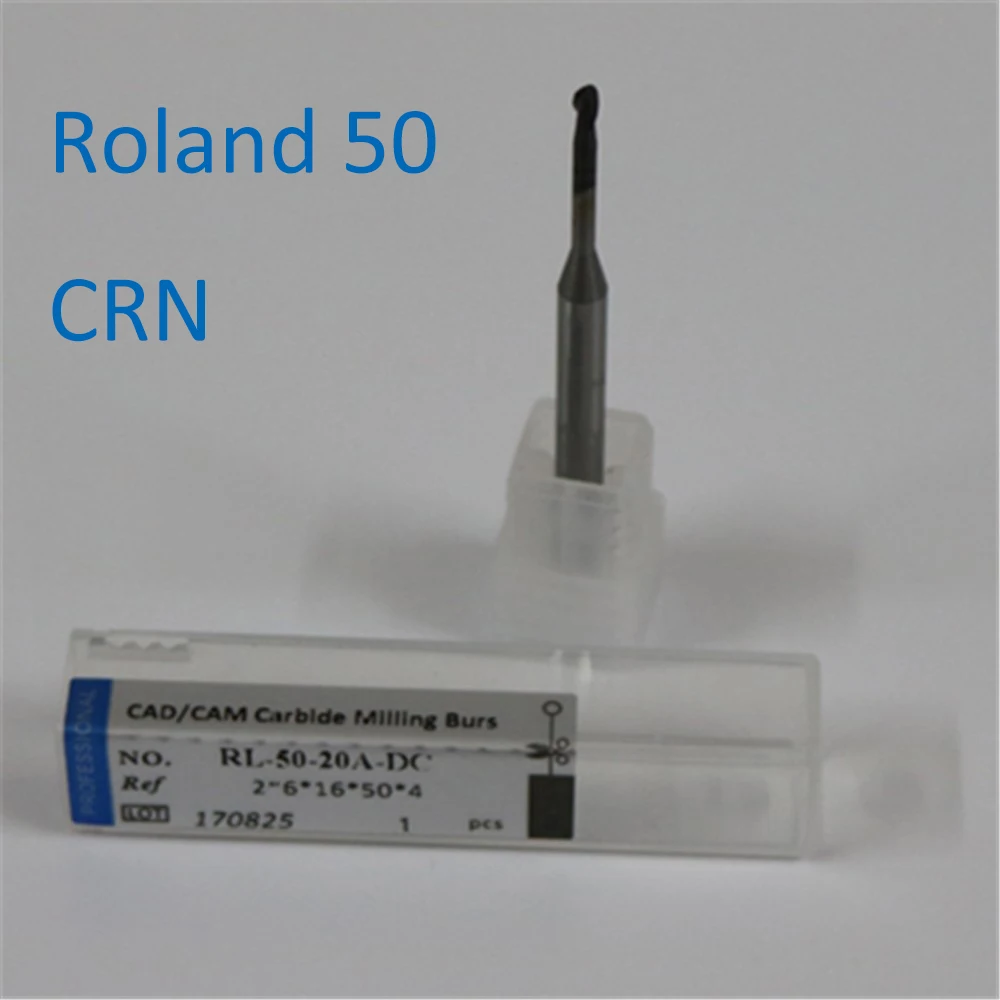 

5 PCS/lot Dental Zirconia Roland 50 Carbide Milling Burs Machine For Wax PMMA Block 0.6/1.0/2.0mm Length 50mm CRN Material