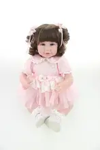 Nicery 20inch 50cm Lifelike Reborn Baby Doll Girl High Vinyl Christmas Toy Gift for Children Smile Princess Pink Dress