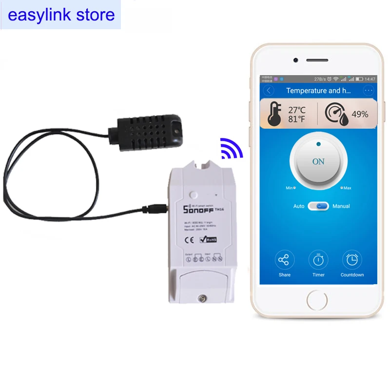 Sonoff TH16 Smart Home Automation Modules via phone app test Temperature and Humidityhome