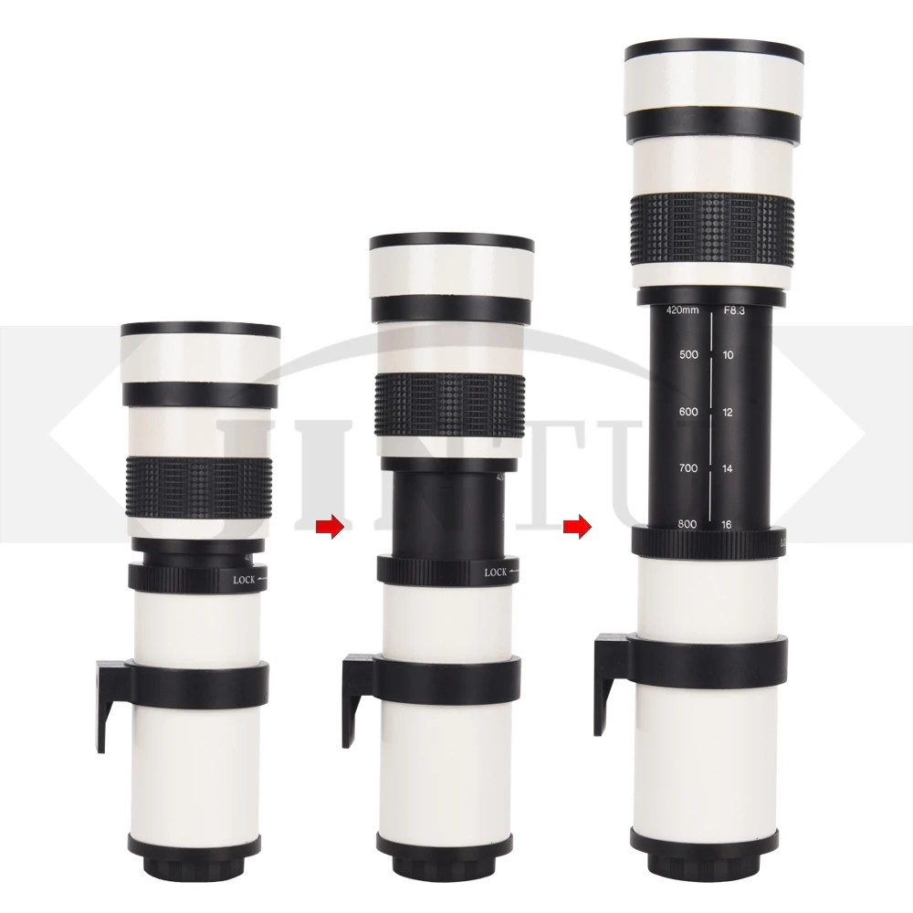 JINTU белый 420-800mm F/8,3 телеобъектив+ 2x Объектив 420-1600 мм объектива Цифрового Фотоаппарата Canon 1000D 1100D 1200D 1300D 2000D 4000D 350D 450D 550D пришли