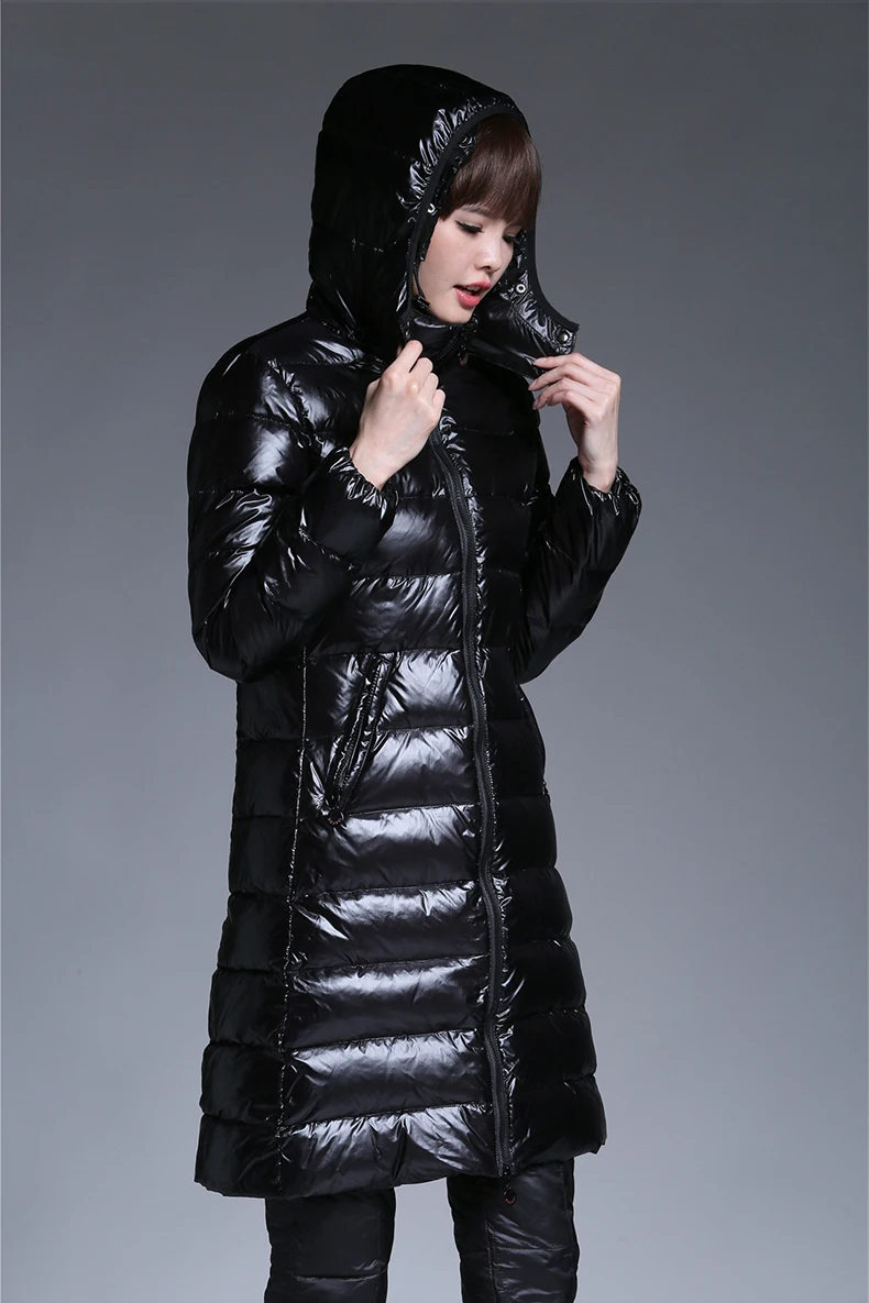 Зимняя утепленная куртка со звездами, модная зимняя куртка, женская модная тонкая парка, плотное длинное пальто с перьями, Женская 274