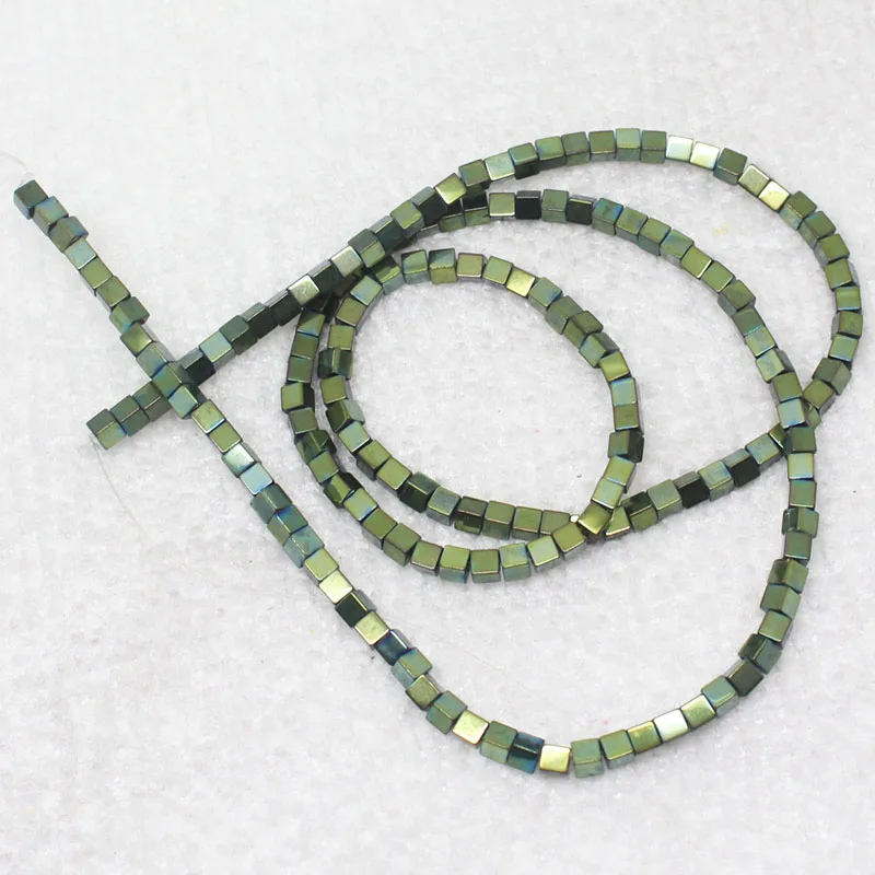 

Mini. order is $7! 2x2-6x6mm Green Plating Hematite ironstone Square cube Spacer DIY Loose Beads 15"