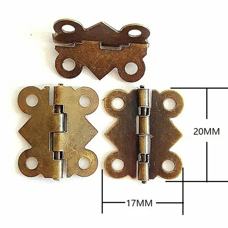 Dobradiça em Bronze Banhada em Borboleta Caixa de Madeira para Armário Artesanato Decoração de Casa 17*20 mm e 90 Graus com 100 Peças