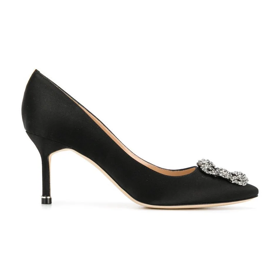 Sexy Women High Heels Pointed Toe Pumps Chic Ladies Wedding Shoes Crystal Embellished Blue White Satin Sapato Feminino