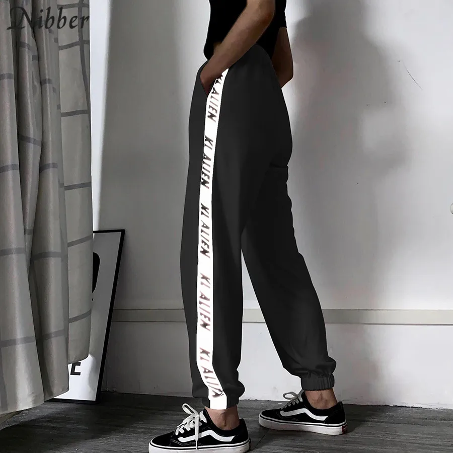 Nibber Reflective patchwork design Harem pants womens fashion 2019 Autumn new cotton black white loose casual Active pants mujer Nibber Reflective patchwork design Harem pants womens fashion 2019 Autumn new cotton black white loose casual Active pants mujer