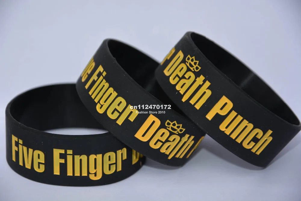 FIVE FINGER DEATH PUNCH Silicone 1&quot Wide Debossed Filled in Colour Wristband Bracelet 50pcs/lot free shipping |