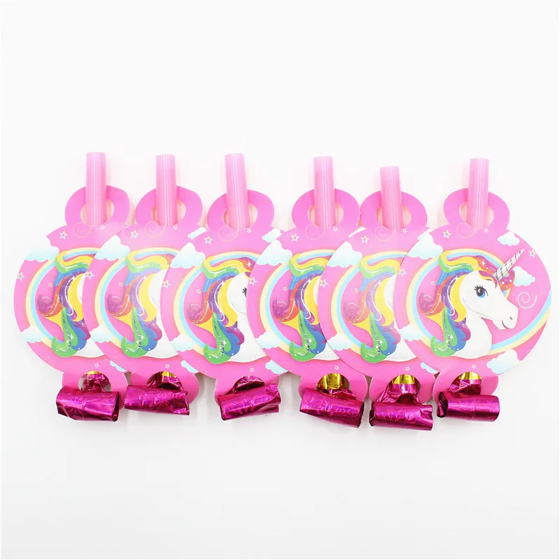 

6pcs/lot Noise Maker Blowout Unicorn Theme Party Supplies Happy Birthday Party Decorations Kids Girl Favor Noise Maker Blowout