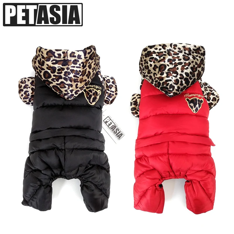 

PETASIA Genuine Leopard Dog Clothes For Small Dogs Winter Overalls Life Waterproof Fabric Down Jacket Chihuahua Puppy Clothes XL