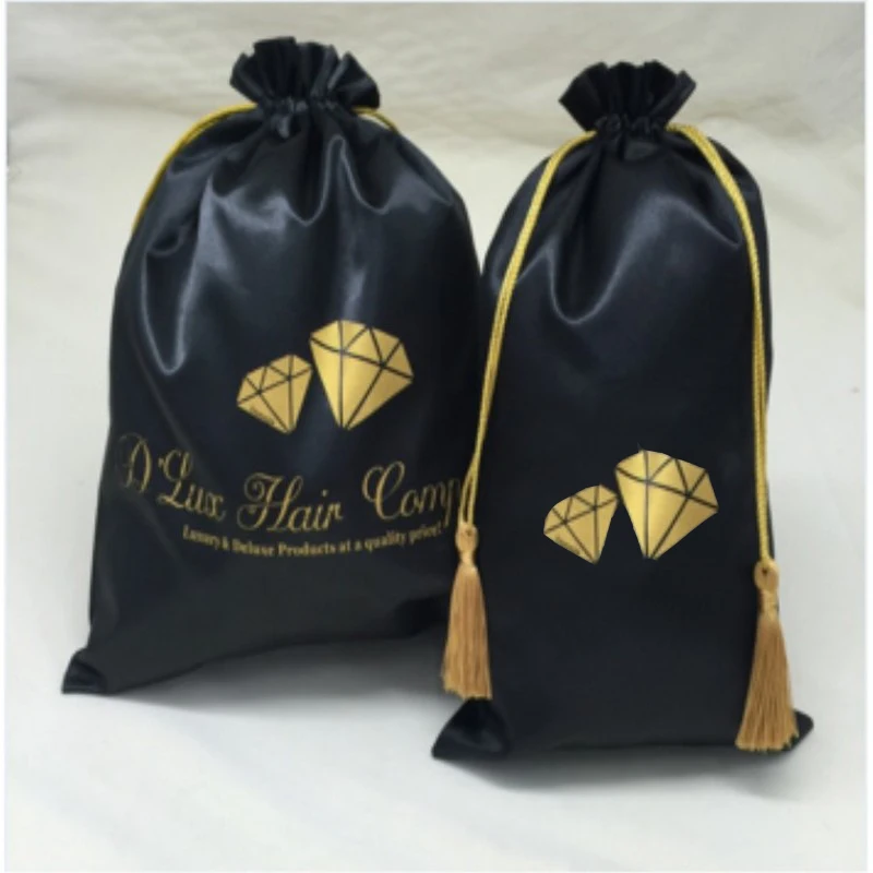 Satin Hair Bag Silk Drawstring Bag Hair Bundle Extension Wig Jewelry