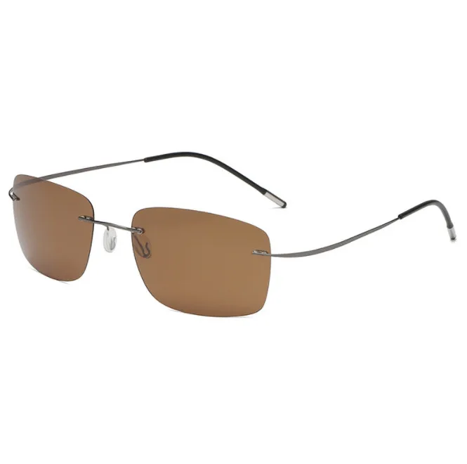 UVLAIK ультра без оправы Титан Солнцезащитные очки для мужчин TAC поляризованные линзы дизайн для женщин Framelss вождения солнцезащитные очки UV400 - Цвет линз: Коричневый