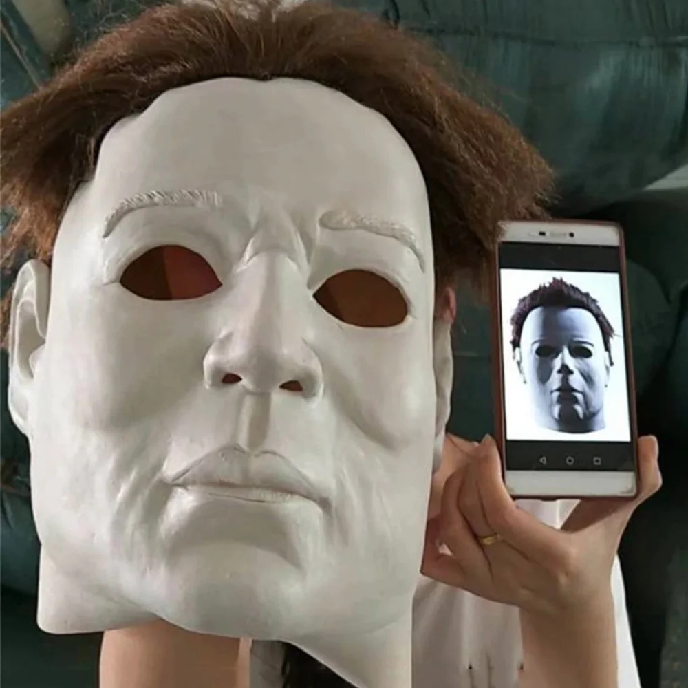 

White Michael Myers Latex Mask Terror Headgear Halloween Movie 1978 Horror Mask Carnival Cosplay Scary Helmet Mask