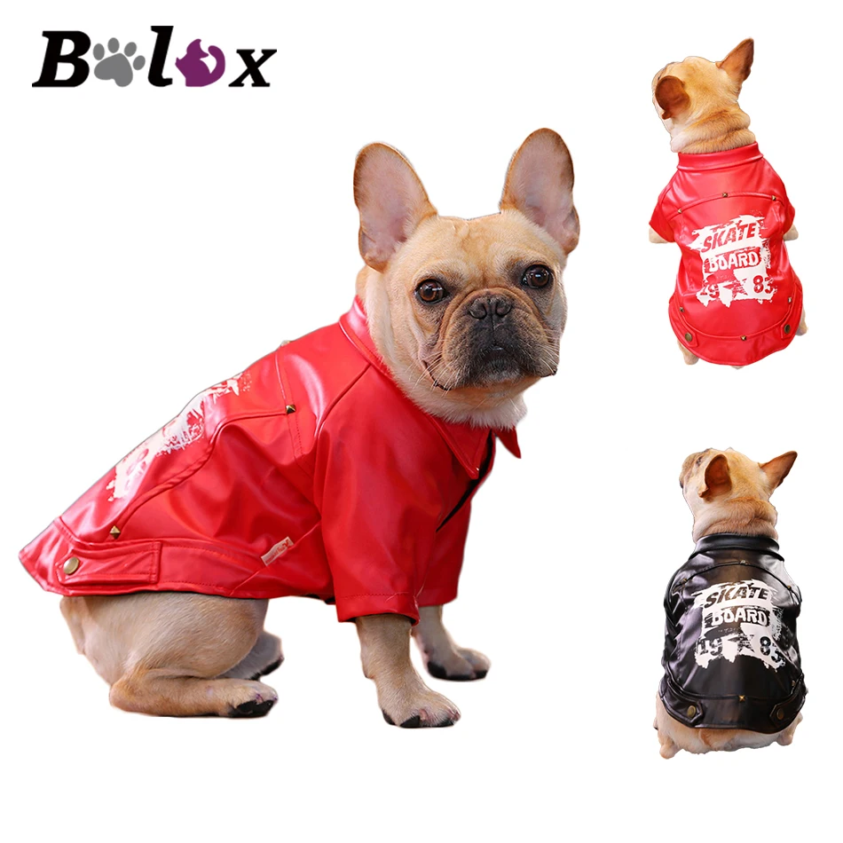 Leather Pet Dog Jacket Coat Warm Winter Windproof French Bulldog Clothes Pet Jacket for Medium Large Dogs Ropa De Perro