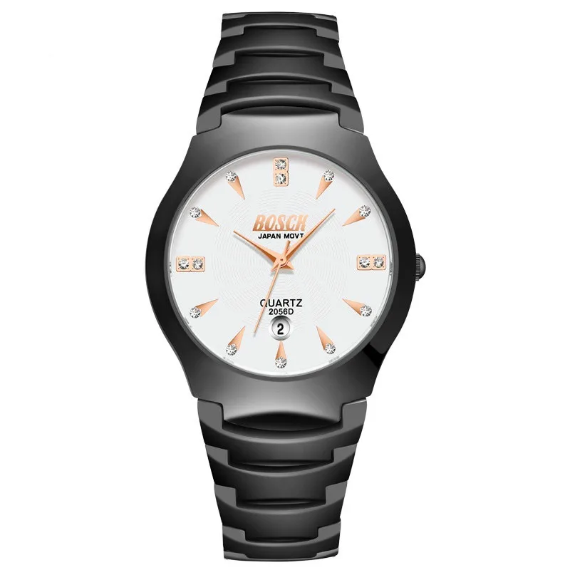 Luxury Unisex Watch Tungsten Steel Calendar Waterproof Fashion Lovers Quartz Watches Men Women Wristwatch Rhinestone Clock Gifts