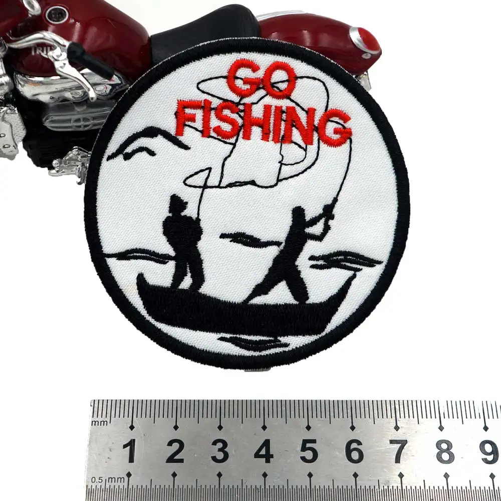 GO FISHING патч вышитая аппликация, этикетка для шитья панк байкерские нашивки одежда наклейки аксессуары для одежды значок