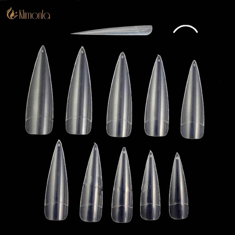

500pcs Half Cover French Stiletto Nails Acrylic Artificial False NailTips Transparent Mirror Nails valse nagels Artificial Nails