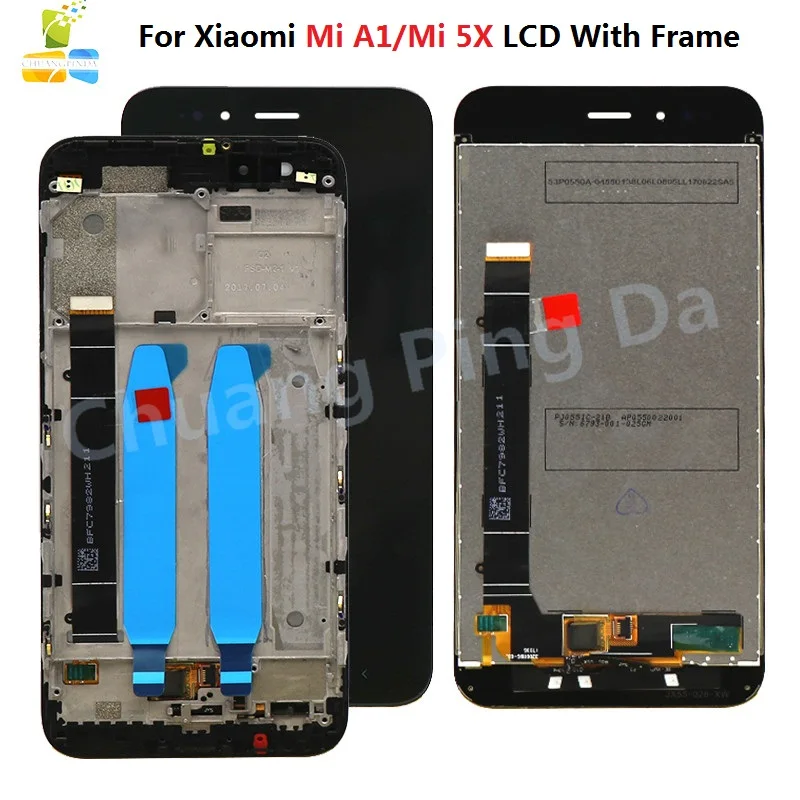 ЖК-дисплей 5 дюйма для Xiaomi Mi A1 MiA1 Mi5X 5X сенсорный экран дигитайзер с рамкой запасные