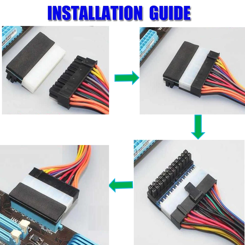 ATX 24Pin гнездовой к 24pin Male 90 градусов адаптер питания материнская плата 24