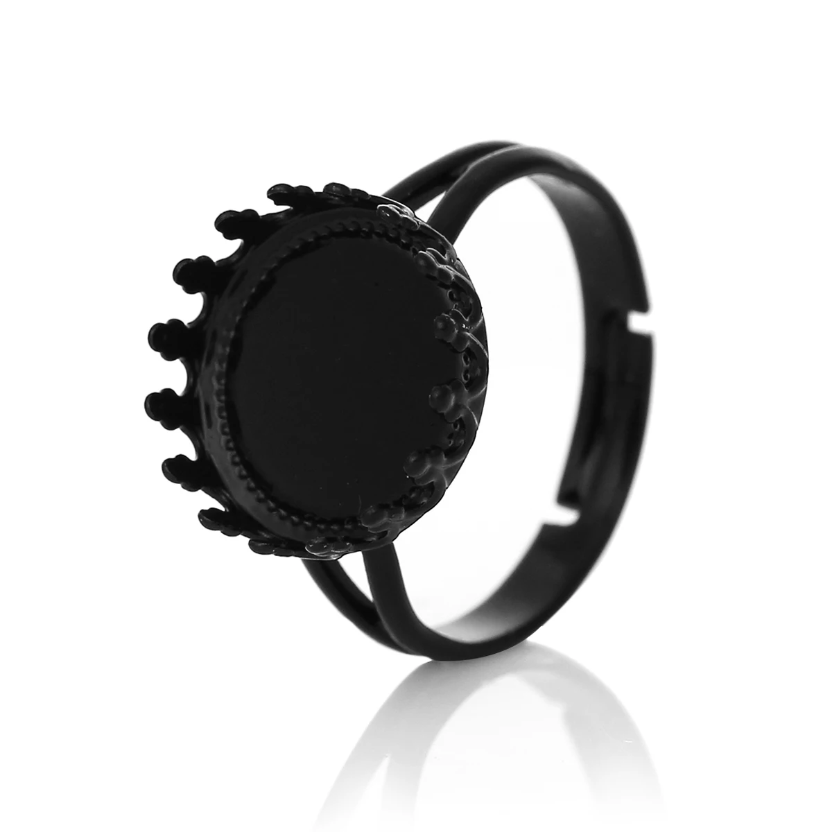

DoreenBeads Copper Adjustable Rings Round Black Cabochon Settings (Fits 12mm ) 16.7mm( 5/8")(US ) 1 Piece 2017 new