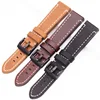 HENGRC 18 20 22mm Genuine Leather Watch Band Strap Manual Men Thick Brown Black Watchbands Stainless Steel Buckle Accessories ► Photo 3/6
