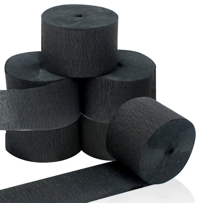 Coceca 6 rolls Black Streamers Roll Black Crepe Paper Streamers for